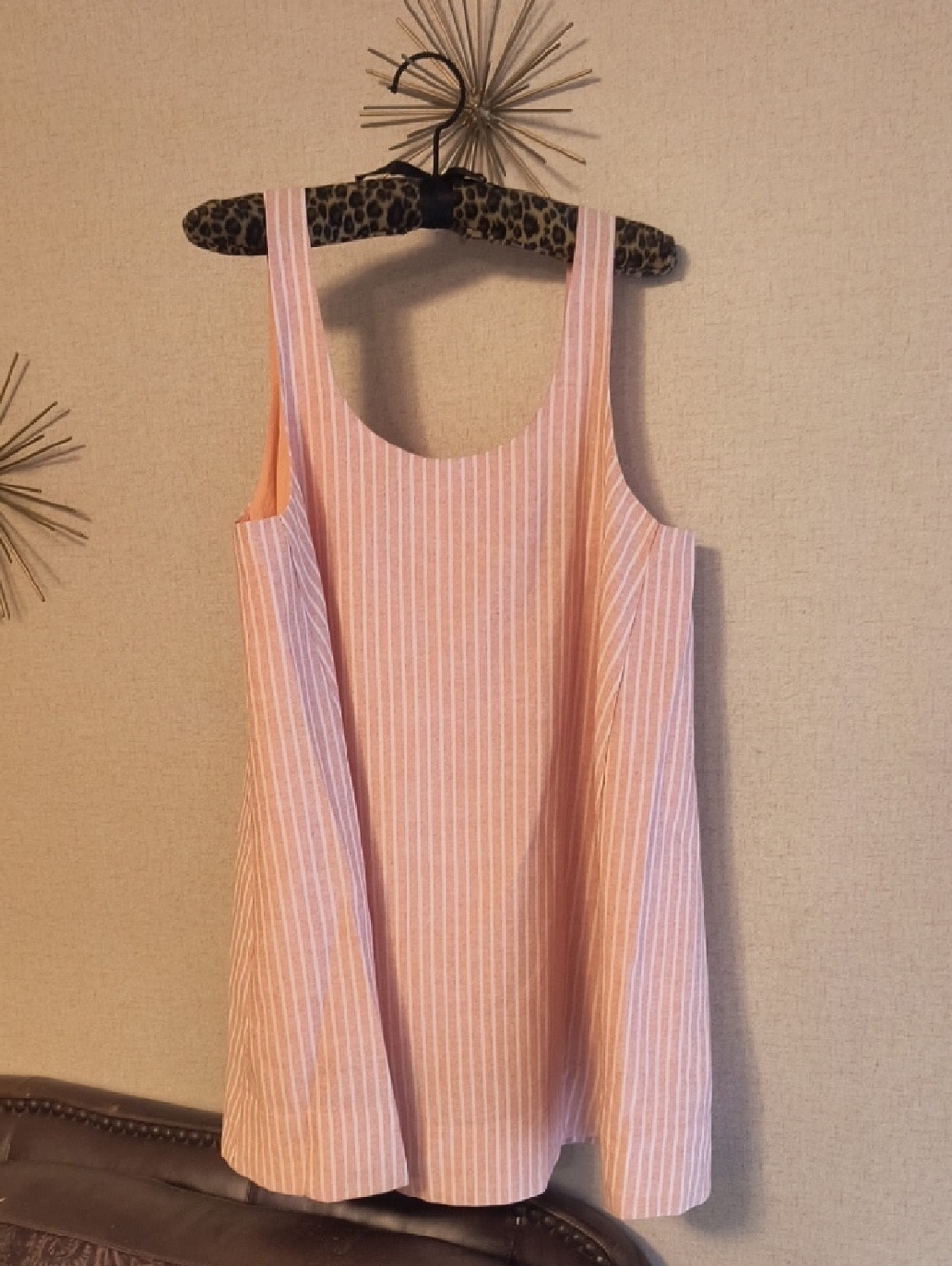 Peach & White Striped Linen Dress